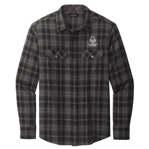St. Anthony of Padua - Port Authority Men's Long Sleeve Ombre Plaid Shirt Embroidery