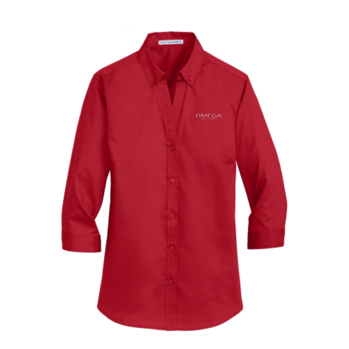 Omega Builders - Port Authority Ladies 3/4-Sleeve SuperPro Twill Shirt v2