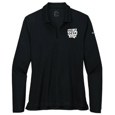 HelpDesk - Nike - Ladies Dri-FIT Long Sleeve Polo - Black