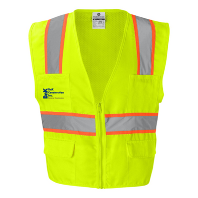 BnKConstruction - Solid Front Safety Vest With Mesh Back