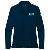 LiveHydrationSpa - Nike Ladies Dri-FIT Micro Pique 2.0 Long Sleeve Polo - v2