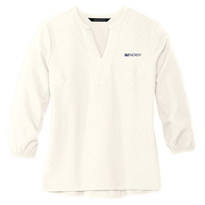 SENERGY -MERCER+METTLE Women's Stretch Crepe 3/4-Sleeve Blouse - Ivory