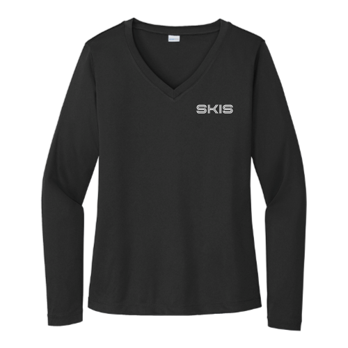 SkisPainting - Sport Tek Ladies Long Sleeve V Neck Competitor Tee