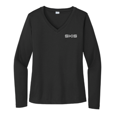 SkisPainting - Sport Tek Ladies Long Sleeve V Neck Competitor Tee