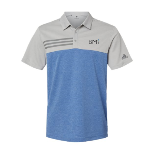 BMI - Adidas - Heathered Colorblocked 3-Stripes Polo