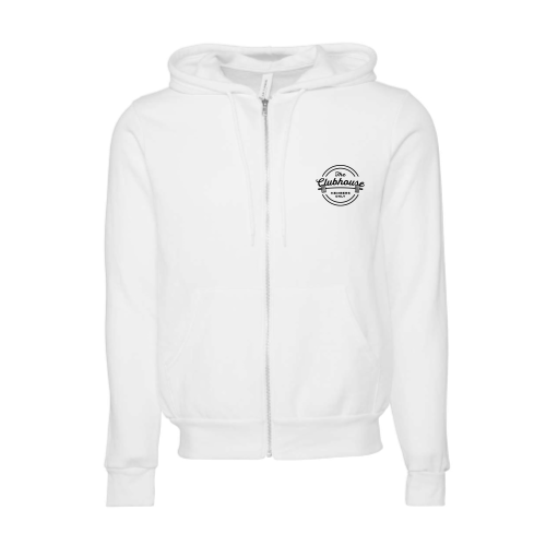 TheClubhouse Unisex Sponge Fleece Full-Zip Hooded Sweatshirt White