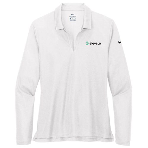 Elevate - Nike Ladies Dri-FIT Micro Pique 2.0 Long Sleeve Polo White
