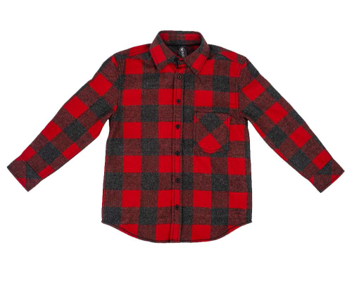 Youth Open Pocket Long Sleeve Flannel Shirt