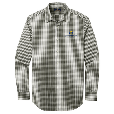 JohnsHopkins - BrooksBrothers - Men's Tech Stretch Pattern Shirt - Deep Black Check