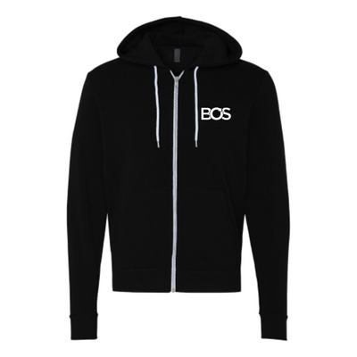 BOSHoldings - Unisex Sponge Fleece Full-Zip Hooded Sweatshirt - Black