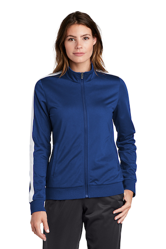 Sport-Tek Ladies Tricot Sleeve Stripe Track Jacket