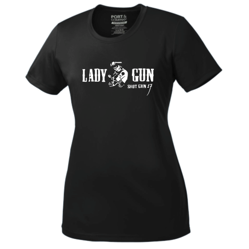 ShotGunLawEnforcementMC - Port & Company Ladies Essential Performance Tee V2 "Lady Gun"