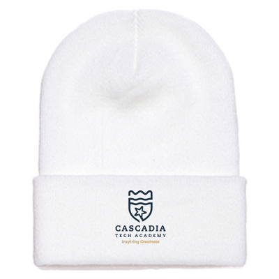 CascadiaTechAcademy - White Cuffed Knit Beanie Yupoong