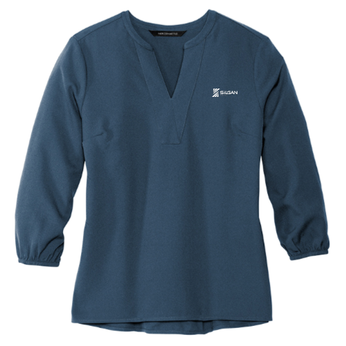 SilganPlastics - Mercer+Mettle Women's Stretch Crepe 3/4-Sleeve Blouse