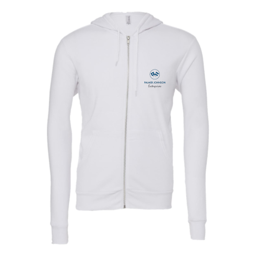 PJEnt - Unisex Sponge Fleece Full-Zip Hooded Sweatshirt - White
