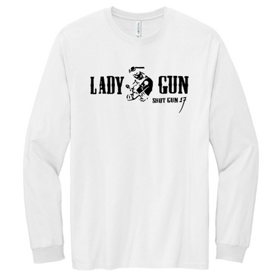 ShotGunLawEnforcementMC - Volunteer Knitwear Chore Long Sleeve Tee USA-Made v10 "Lady Gun"