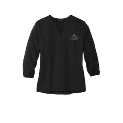 CCGS - MERCER+METTLE Women's Stretch Crepe 3/4-Sleeve Blouse v2