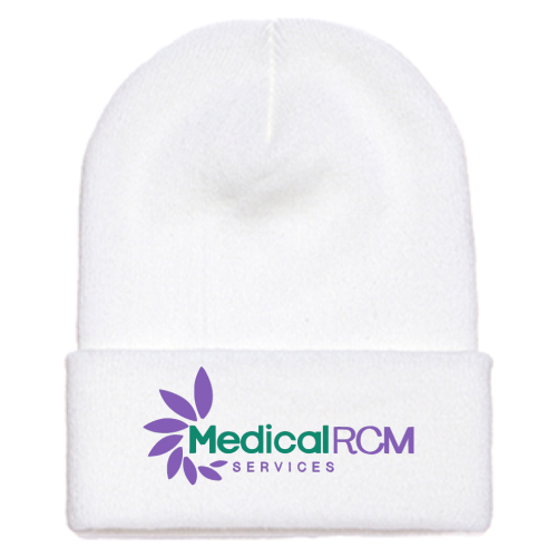 MedicalRCMServices - Adult Cuffed Knit Beanie - White