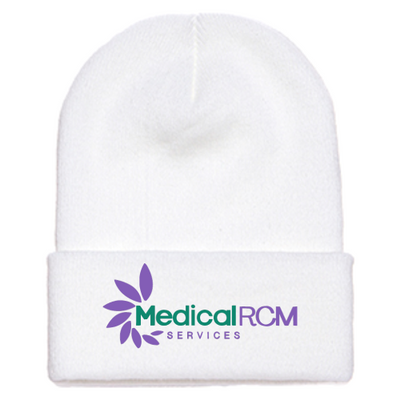 MedicalRCMServices - Adult Cuffed Knit Beanie - White