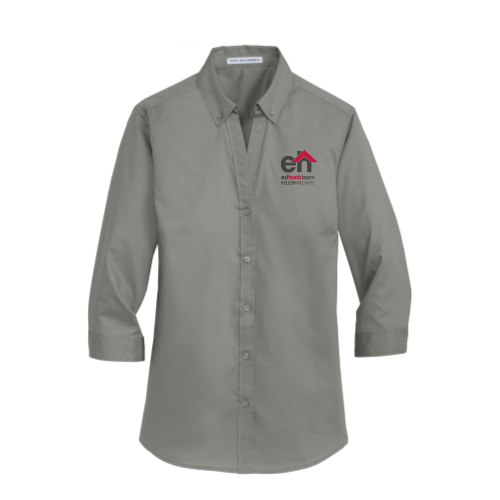 EdHuckTeam - Light Gray - Port Authority - Ladies Three-Quarter Sleeve Shirt