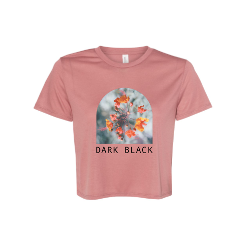 Dark Black - Flower Ladies Cropped T Shirt