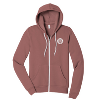 FerrisCoffee - Unisex Sponge Fleece Full-Zip Hooded Sweatshirt - 100 Year Badge Left Chest