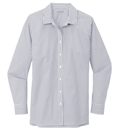 Ladies Broadcloth Gingham Easy Care Shirt