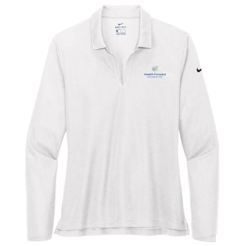 HealthForward - Nike - Ladies Dri-FIT Long Sleeve Polo - White
