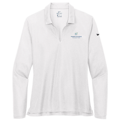 HealthForward - Nike - Ladies Dri-FIT Long Sleeve Polo - White