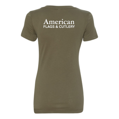 American Flags and Cutlery - Next Level Women's Ideal V-Neck T-Shirt