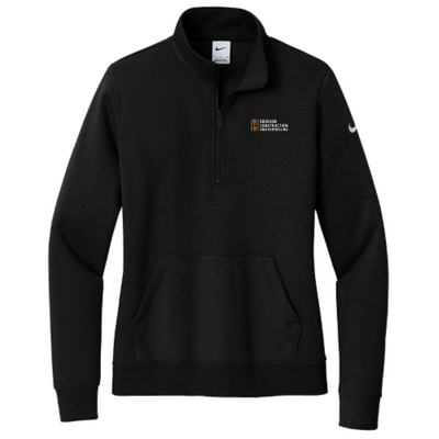 EbersonConstruction - Nike Ladies Club Fleece Sleeve Swoosh 1/2-Zip NKDX6720 - Black