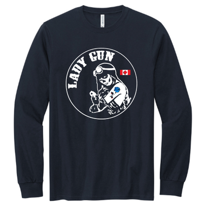 ShotGunLawEnforcementMC - Volunteer Knitwear Chore Long Sleeve Tee USA-Made v11 "Lady Gun"