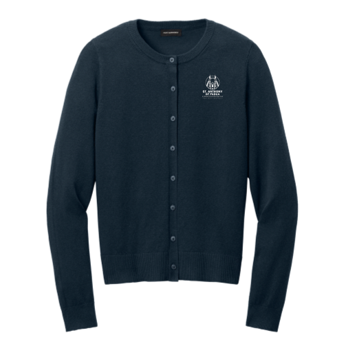 St. Anthony of Padua - Port Authority Women’s Easy Care Crewneck Cardigan Sweater Embroidery