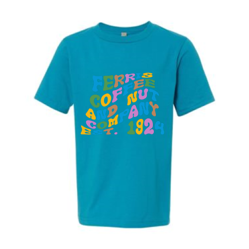 FerrisCoffee - Youth Premium Short Sleeve Crew - YOUTH - Warp Colorful