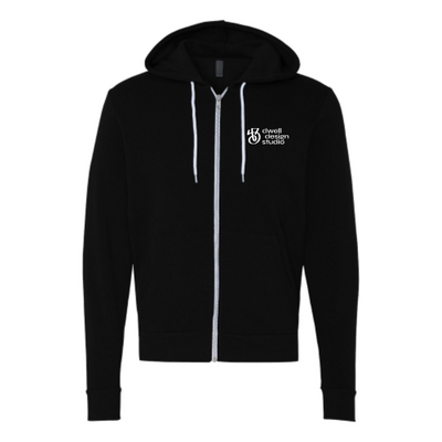 DwellDesignStudio - Black Unisex Sponge Fleece Full-Zip Hooded Sweatshirt
