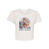 Dark Black - Flower Ladies Cropped T Shirt
