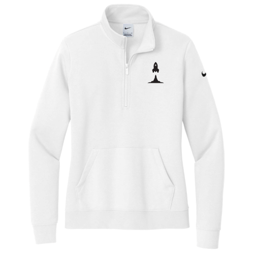 LaunchX - Nike Ladies Club Fleece Sleeve Swoosh 1/2-Zip - White