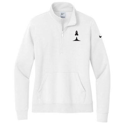 LaunchX - Nike Ladies Club Fleece Sleeve Swoosh 1/2-Zip - White