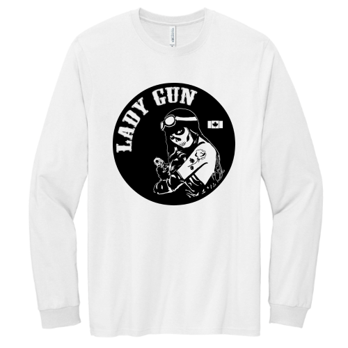 ShotGunLawEnforcementMC - Volunteer Knitwear Chore Long Sleeve Tee USA-Made v11 "Lady Gun"