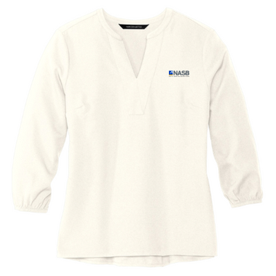 MERCER+METTLE Women's Stretch Crepe 3/4-Sleeve Blouse v2