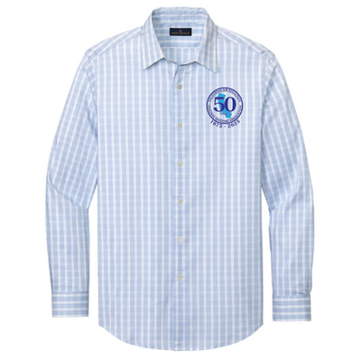 White/ Newport Blue Grid Check