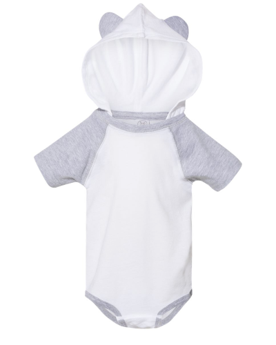 Fine Jersey Infant Short Sleeve Raglan Bodysuit with Hood & Ears 4417