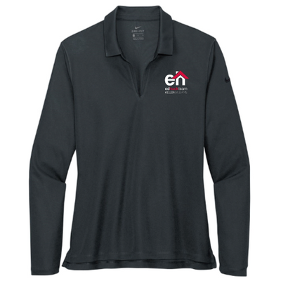 EdHuckTeam - Dark Gray - Nike Ladies Dri-FIT Long Sleeve Polo