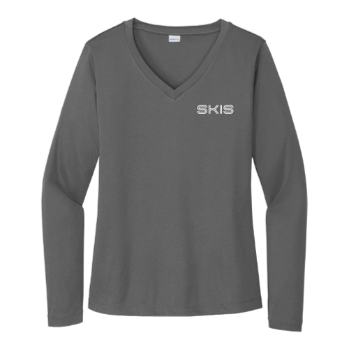 SkisPainting - Sport Tek Ladies Long Sleeve V Neck Competitor Tee