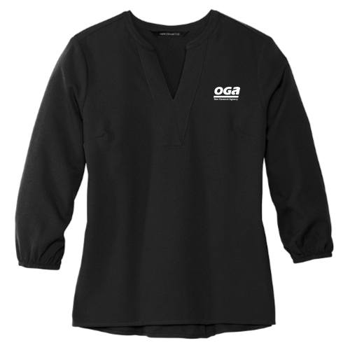 OGA - MERCER+METTLE Women's Stretch Crepe 3/4-Sleeve Blouse
