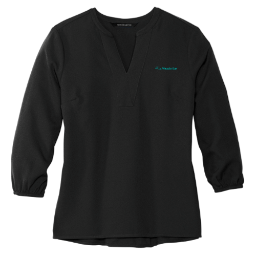 Listen Hear - MERCER+METTLE Women's Stretch Crepe 3/4-Sleeve Blouse