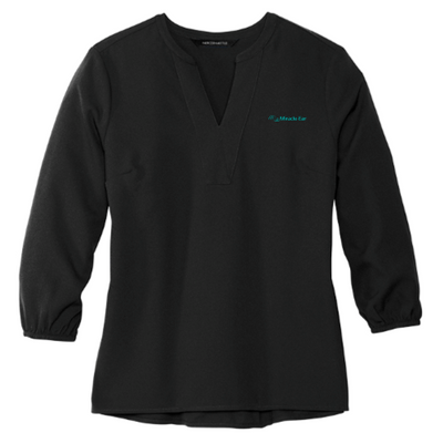 Listen Hear - MERCER+METTLE Women's Stretch Crepe 3/4-Sleeve Blouse