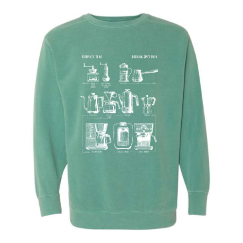 FerrisCoffee - Pigment-Dyed Crewneck Sweatshirt - Brewing Since Crewneck Sweatshirt
