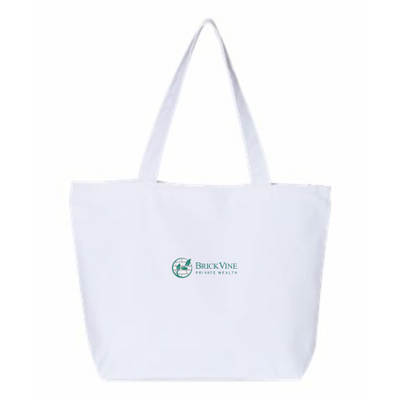 Brickvine - 24.5L Canvas Zippered Tote - White / Natural